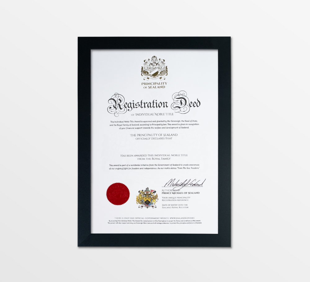 Sealand Noble Title Registration Deed