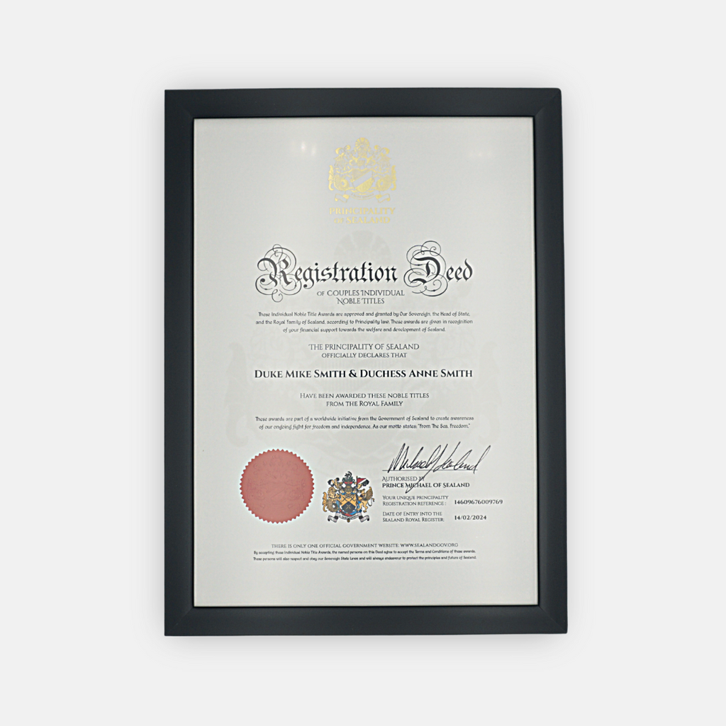 Become Duke Duchess Unique Anniversary Gift Sealand Noble Titles become-duke-duchess-unique-anniversary-gift-sealand-noble-titles