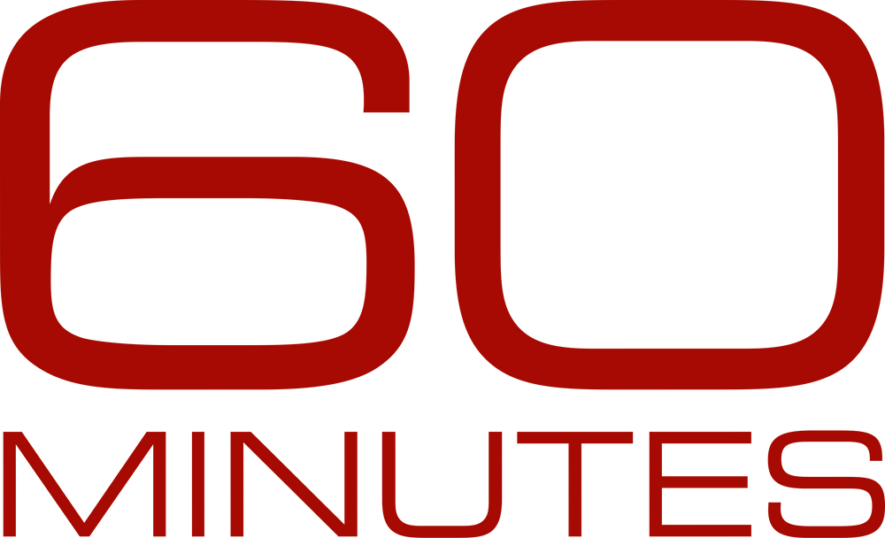 Red '60 Minutes' logo on a white background