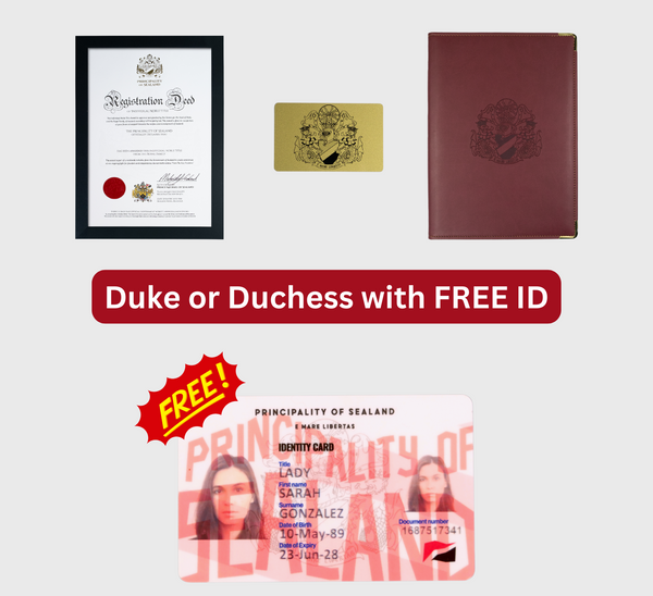 デューク（公爵）、デュース（公爵夫人）になる & 無料のシーランド身分証明書を手に入れましょう