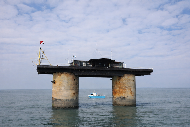 The Principality of Sealand, a fortress on two towers in the North Sea