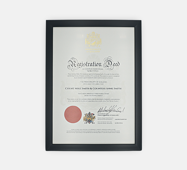 Count Title Official Noble Titles | Principality of Sealand