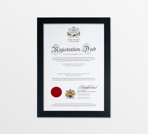 Count Title English Title: buy a title of Nobility | Principality Of Sealand ...